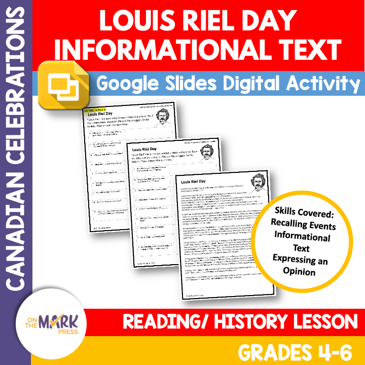 Louis Riel Day Grades 4-6 Google Slides & Printables