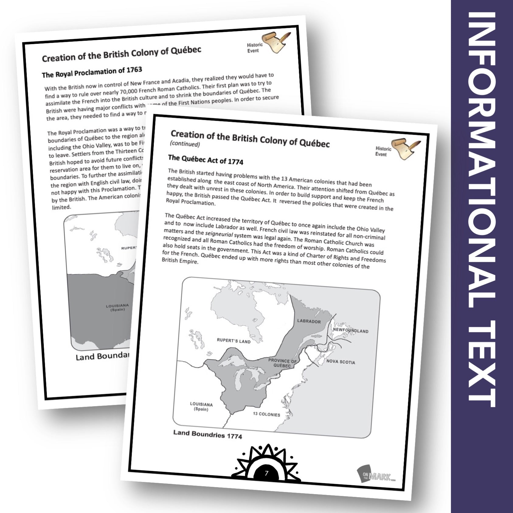 Creation of the British Colony of Quebec Grade 7 Google Slides Lesson & Printables