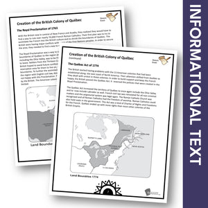 Creation of the British Colony of Quebec Grade 7 Google Slides Lesson & Printables