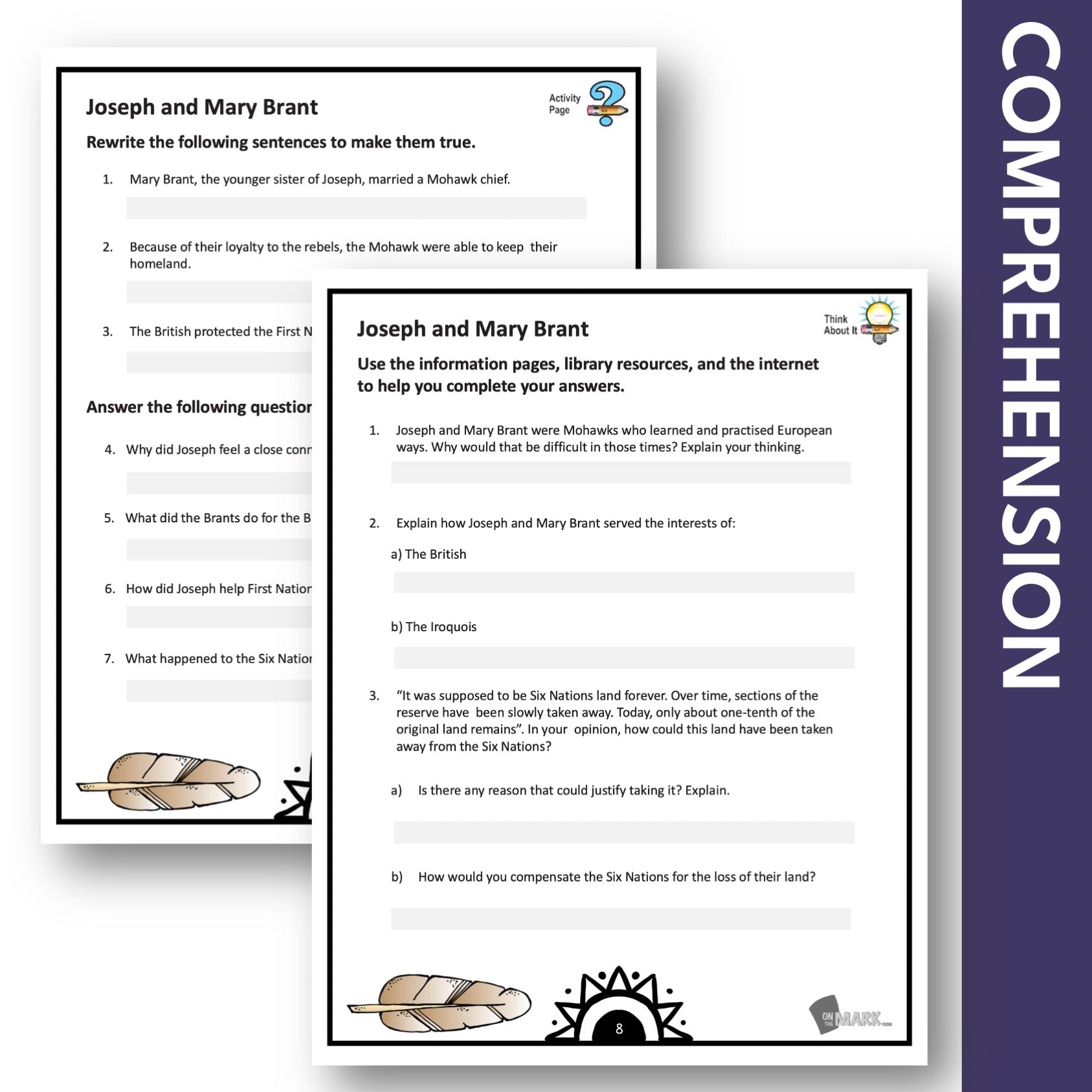 Joseph & Mary Brant Grade 7 Google Slides Lesson & Printables