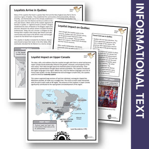 Loyalists Arrive in Quebec & Upper Canada Grade 7 Google Slides Lesson & Printables