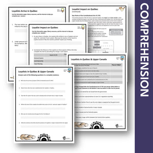 Loyalists Arrive in Quebec & Upper Canada Grade 7 Google Slides Lesson & Printables