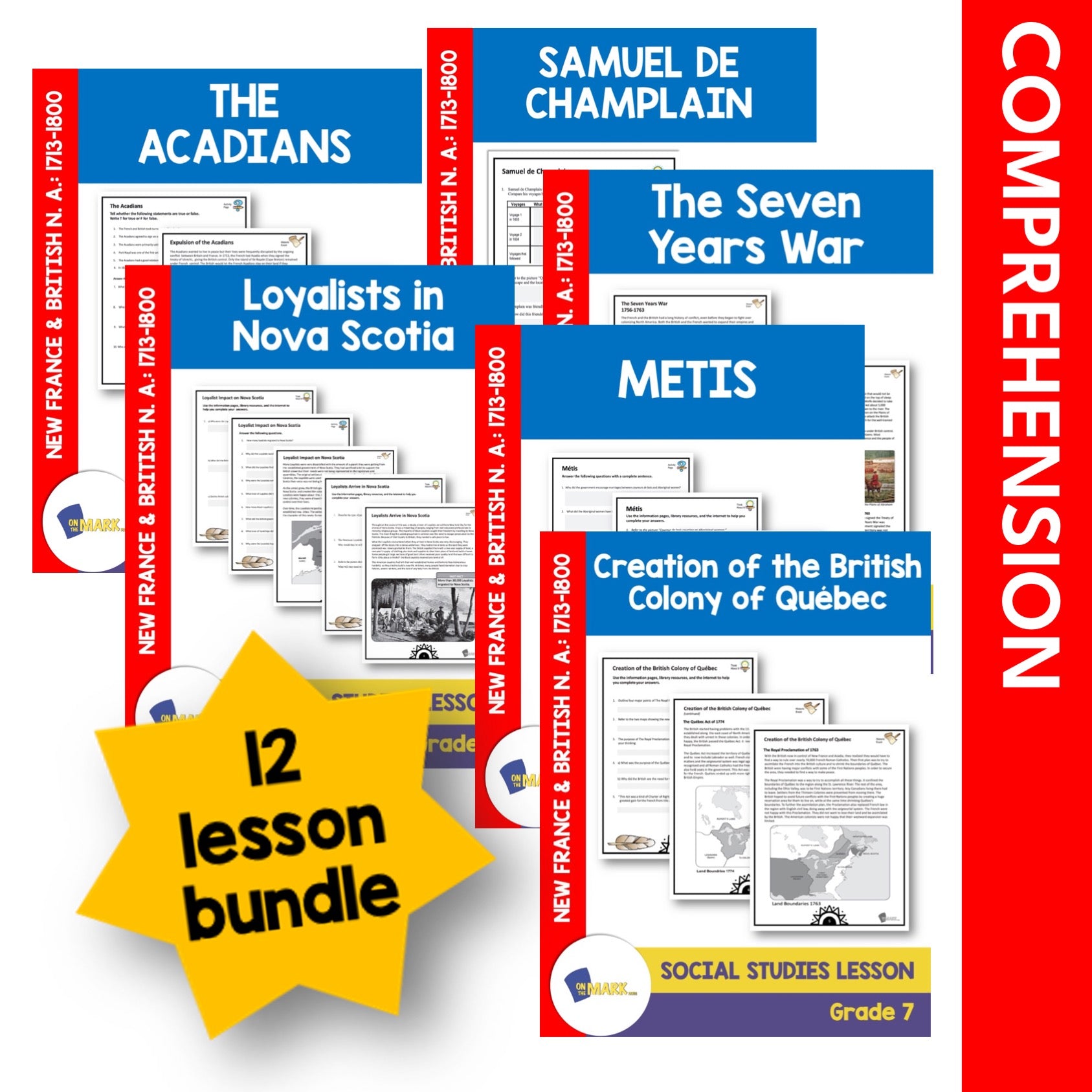 New France & Historic Events Grade 7 Google Slides Lesson & Printables Bundle!