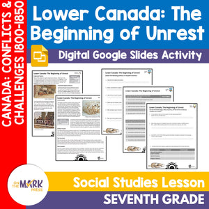 Lower Canada: The Beginning of Unrest Grade 7 Google Slides Lesson & Printables