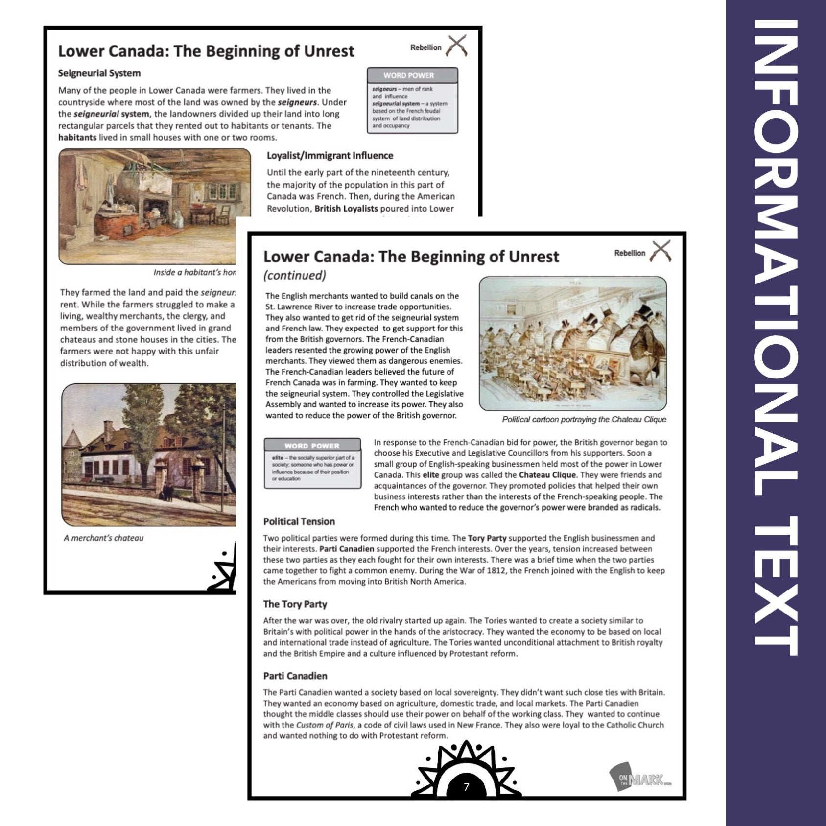 Lower Canada: The Beginning of Unrest Grade 7 Google Slides Lesson & Printables
