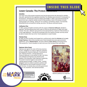 Lower Canada: The Protest Movement Grade 7 Google Slides Lesson & Printables