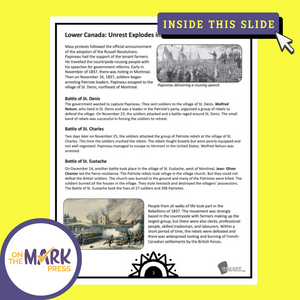 Lower Canada: Unrest Explodes into Rebellion Grade 7 Google Slides Lesson & Printables