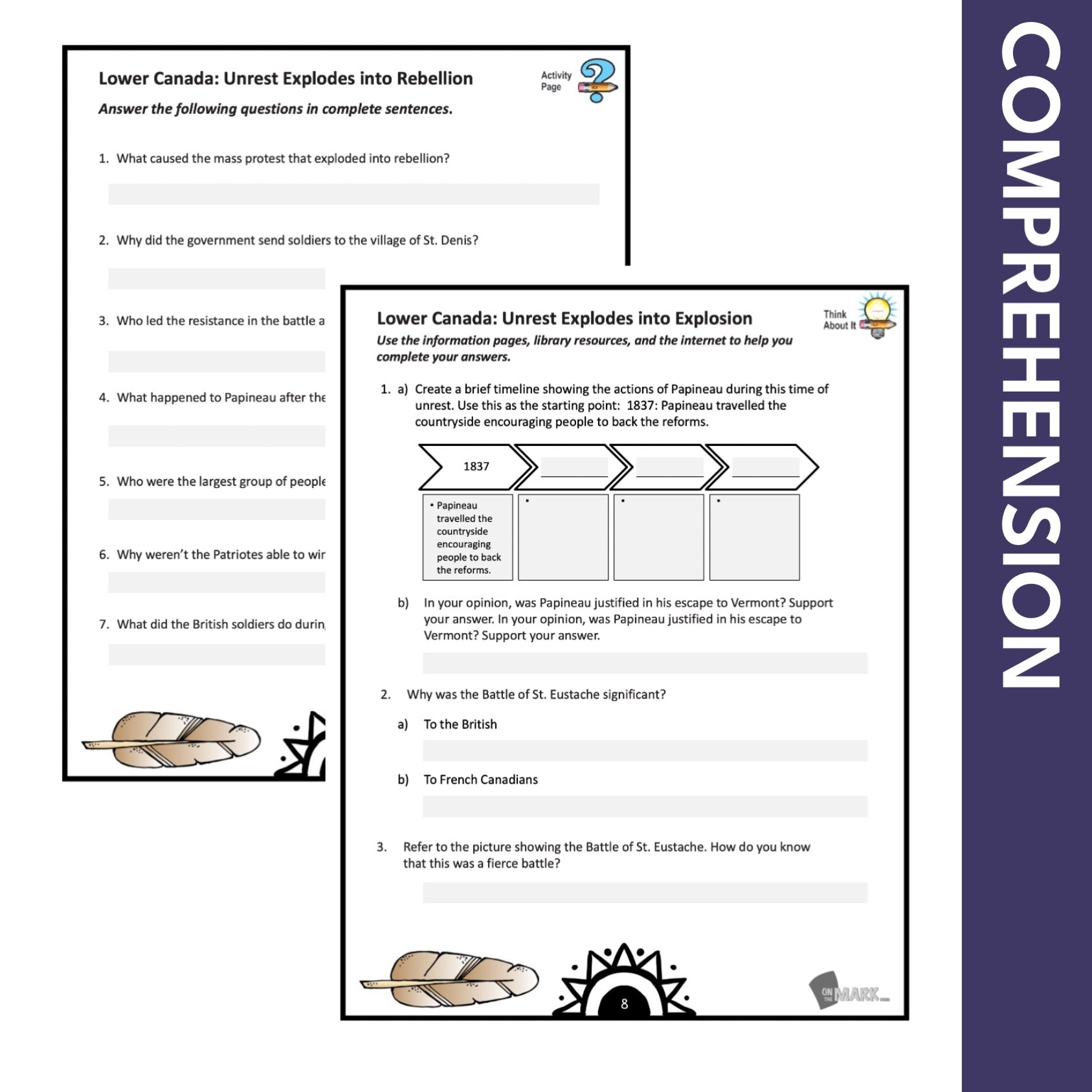 Lower Canada: Unrest Explodes into Rebellion Grade 7 Google Slides Lesson & Printables