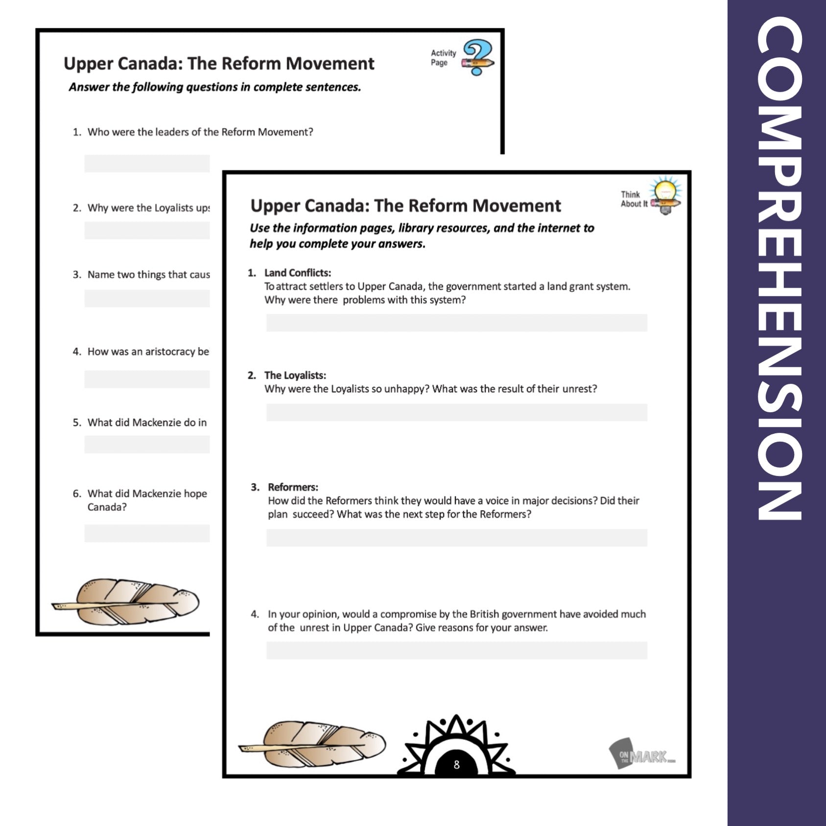 Upper Canada: The Reform Movement Grade 7 Google Slides Lesson & Printables