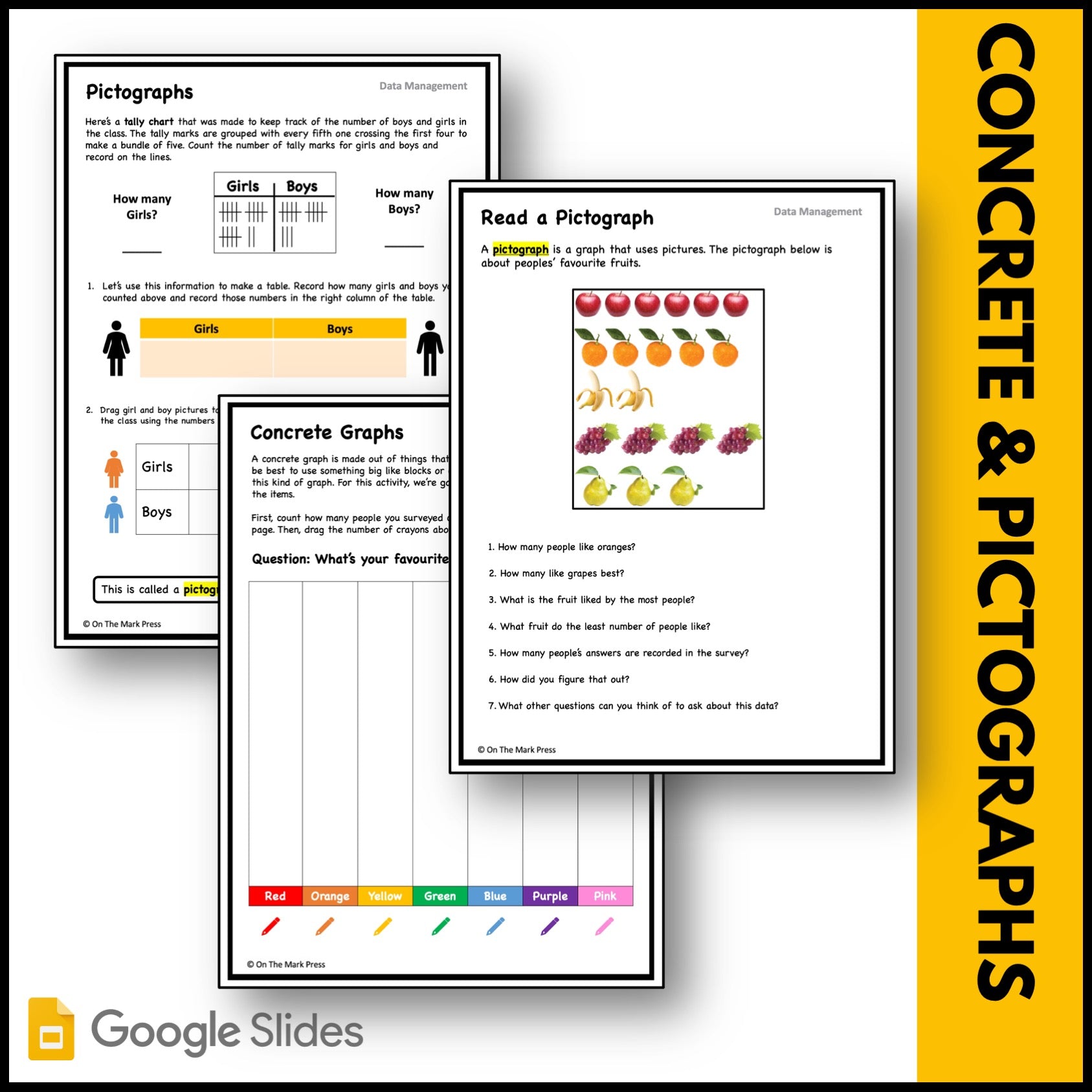 Canadian Data Management Grade 1 Google Slides & Printables