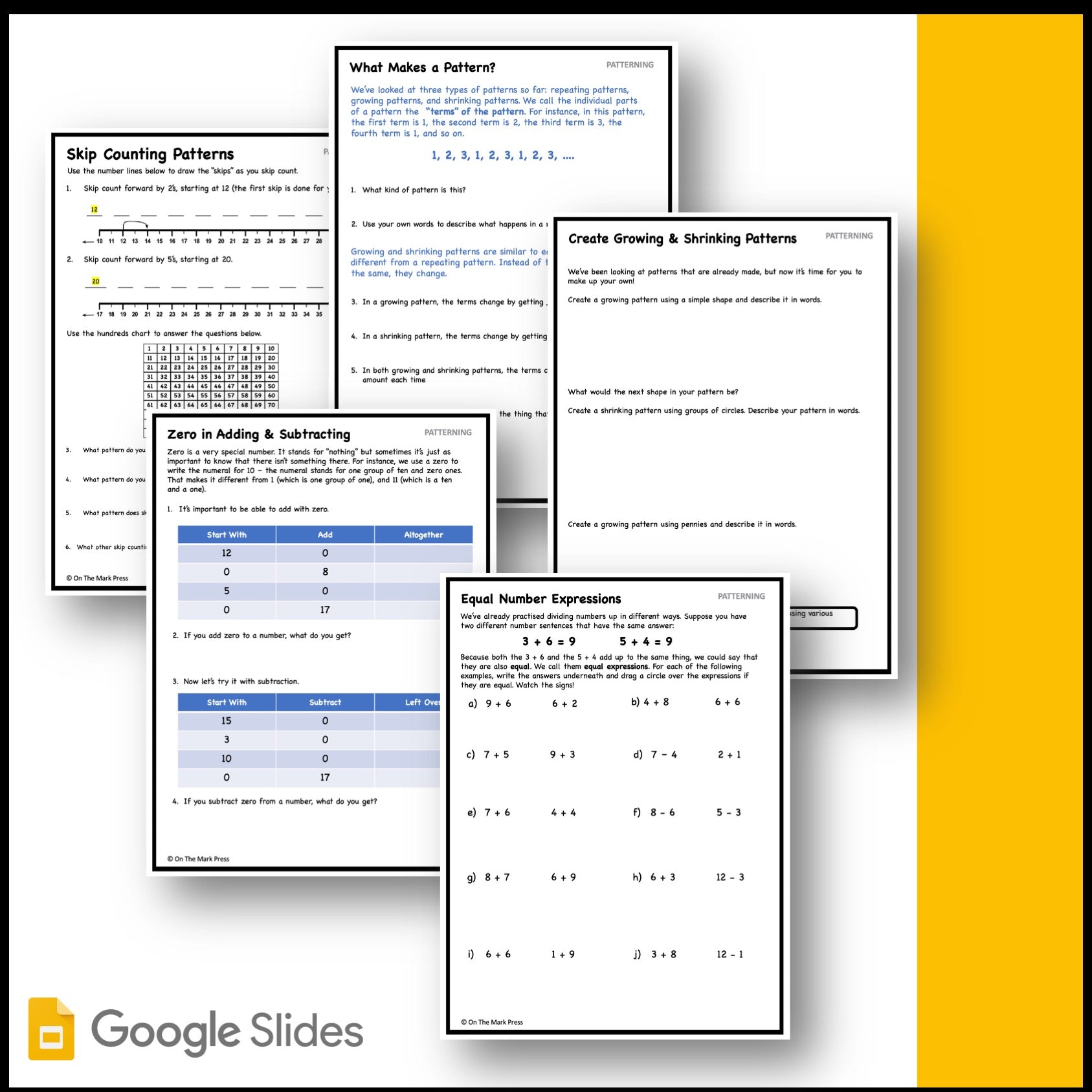 Canadian Patterning Grade 2 Google Slides & Printables