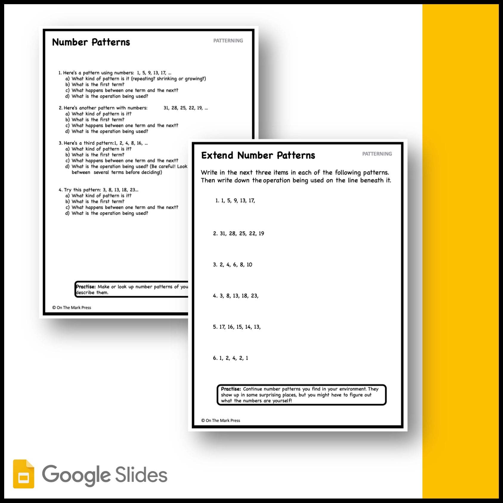 Canadian Patterning Grade 3 Google Slides & Printables