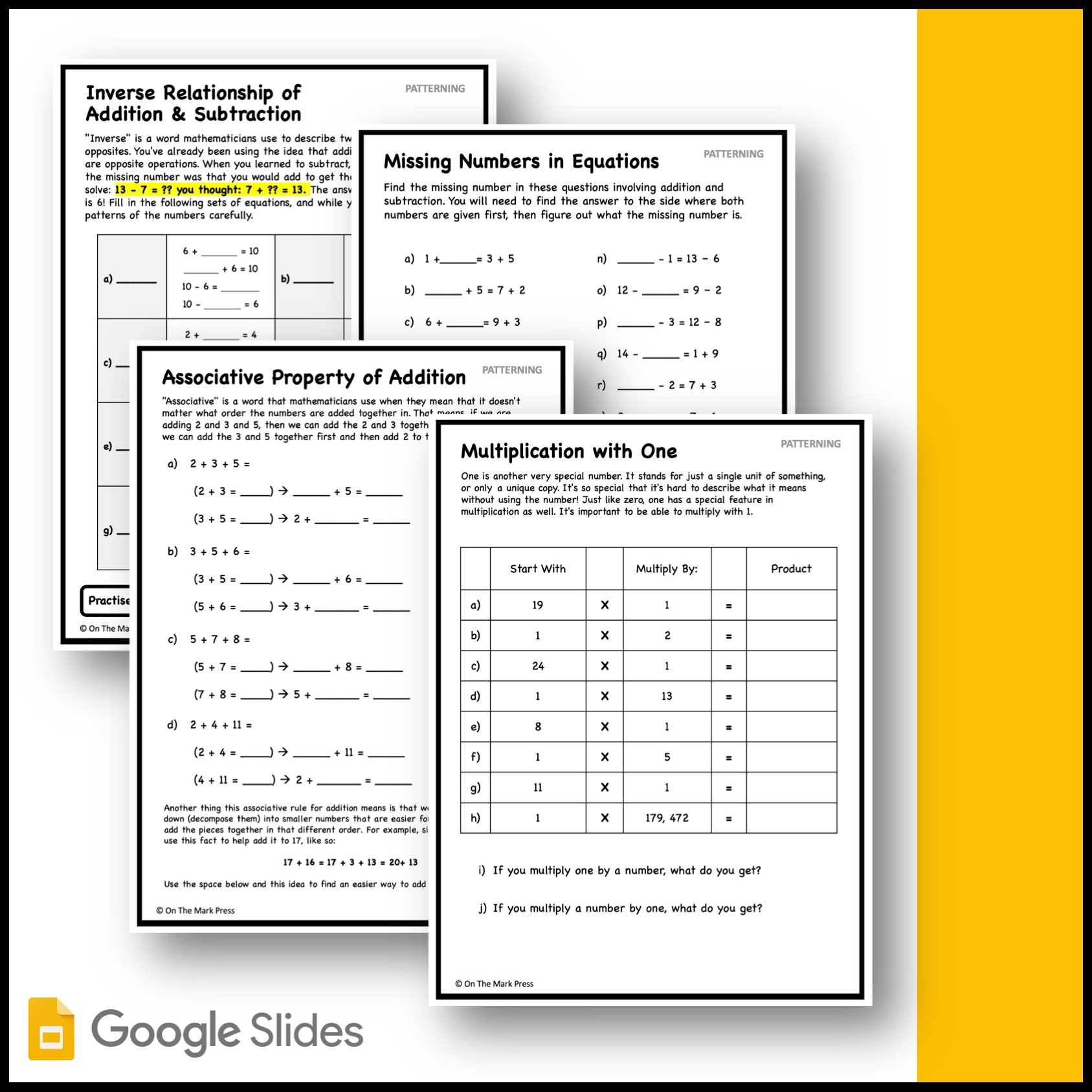 Canadian Patterning Grade 3 Google Slides & Printables