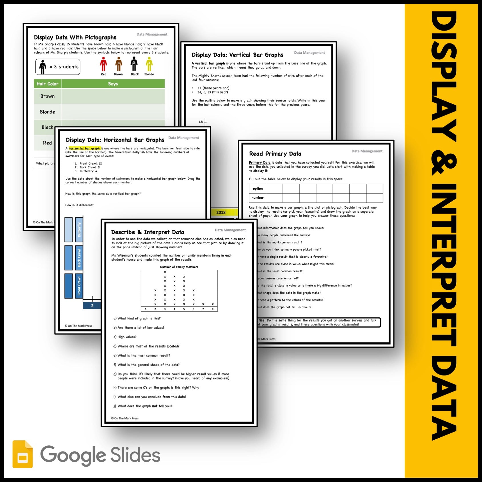 Canadian Data Management Grade 3 Google Slides & Printables