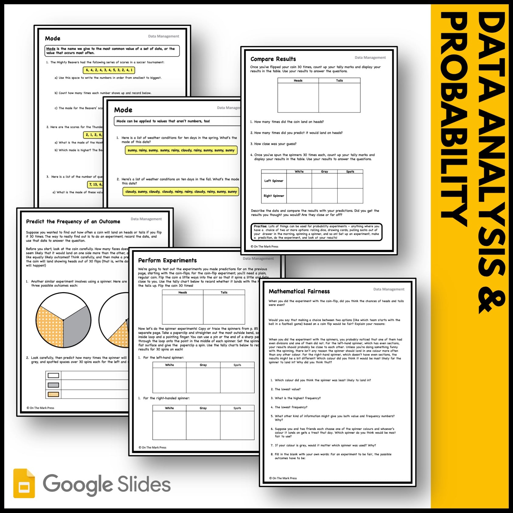 Canadian Data Management Grade 3 Google Slides & Printables
