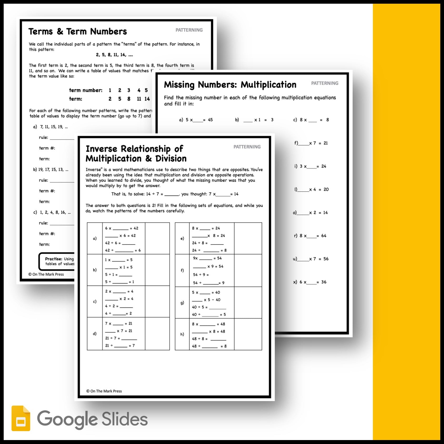 Canadian Patterning Grade 4 Google Slides & Printables