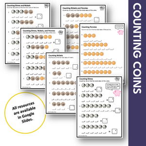 Counting Canadian Money - Coins Grades 1-2 Google Slides & Printables