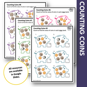 Counting Canadian Money - Coins Grades 1-2 Google Slides & Printables