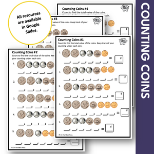 Counting Canadian Money - Coins Grades 1-2 Google Slides & Printables