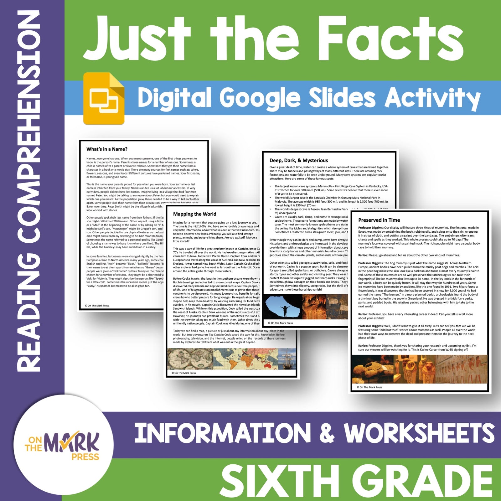 Just the Facts: Non-Fiction Reading Grade 6 Digital Google Slides Activities