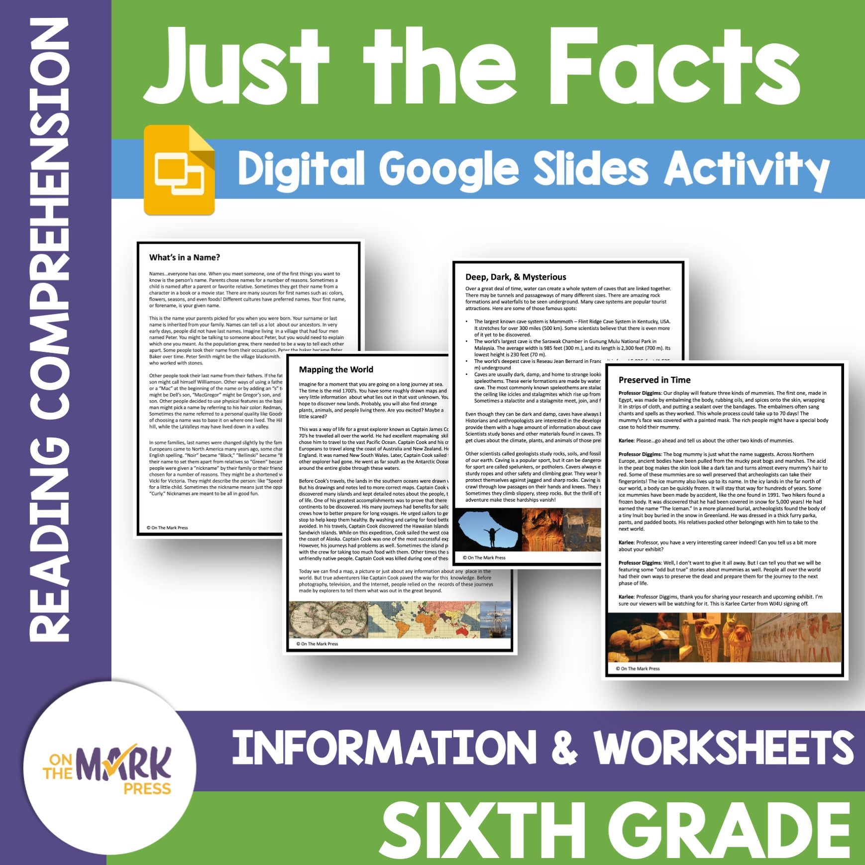 Just the Facts: Non-Fiction Reading Grade 6 Digital Google Slides Activities