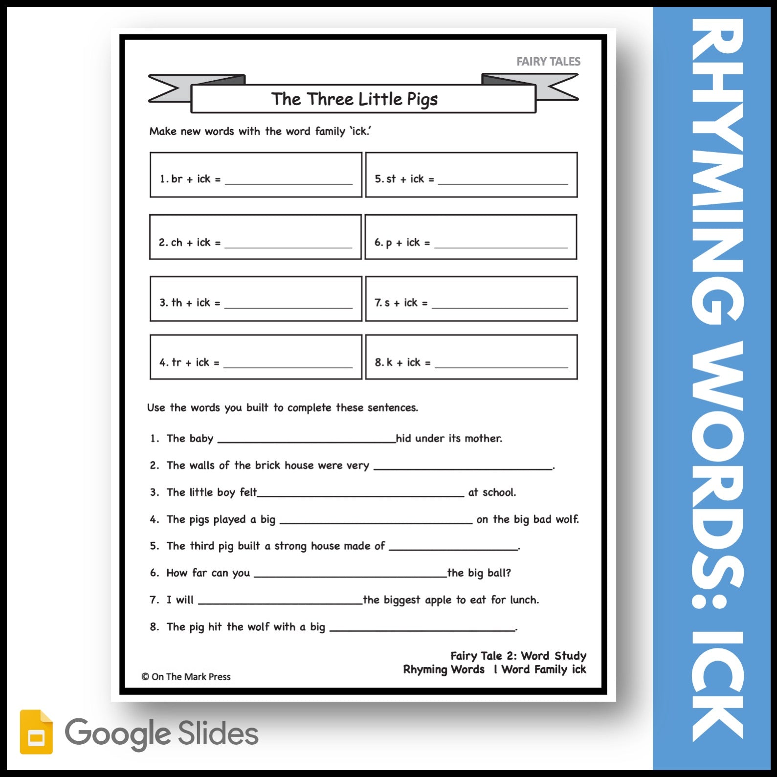 The Three Little Pigs Gr. 1-3 Google Slides & Printables