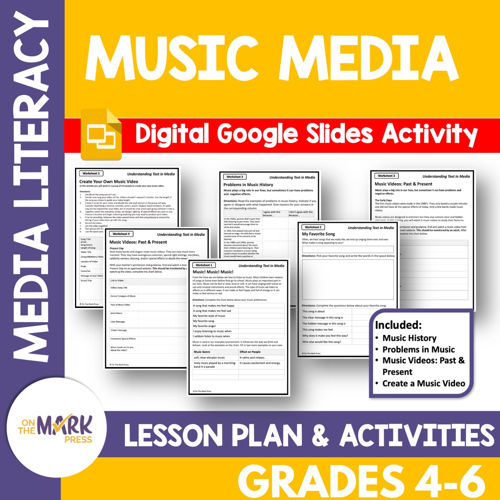 Music Media, Gr. 4-6 Google Slide & Printables Lesson for Distance Learning