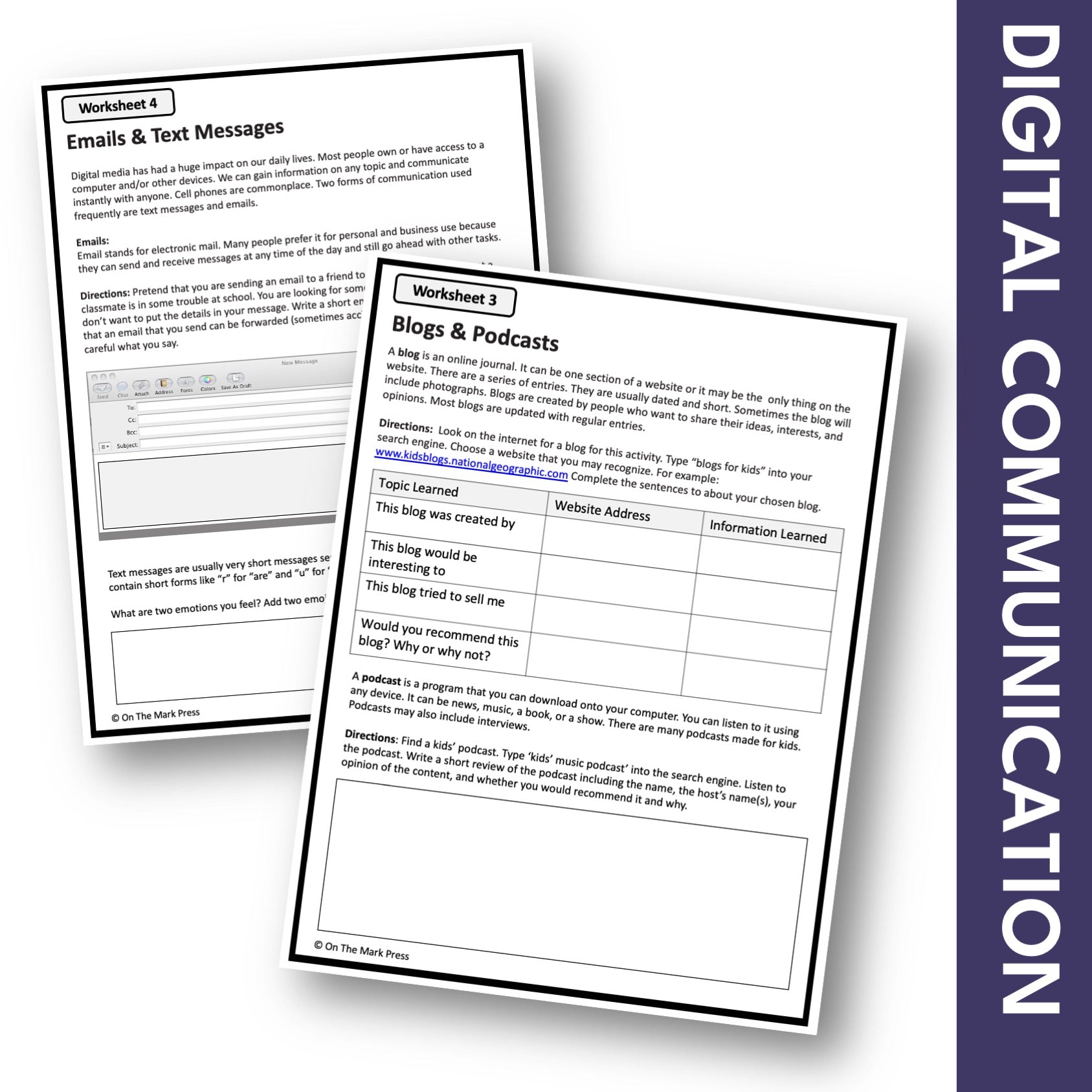 Digital Communication, Grades 4-6 Google Slide Lesson & Printables