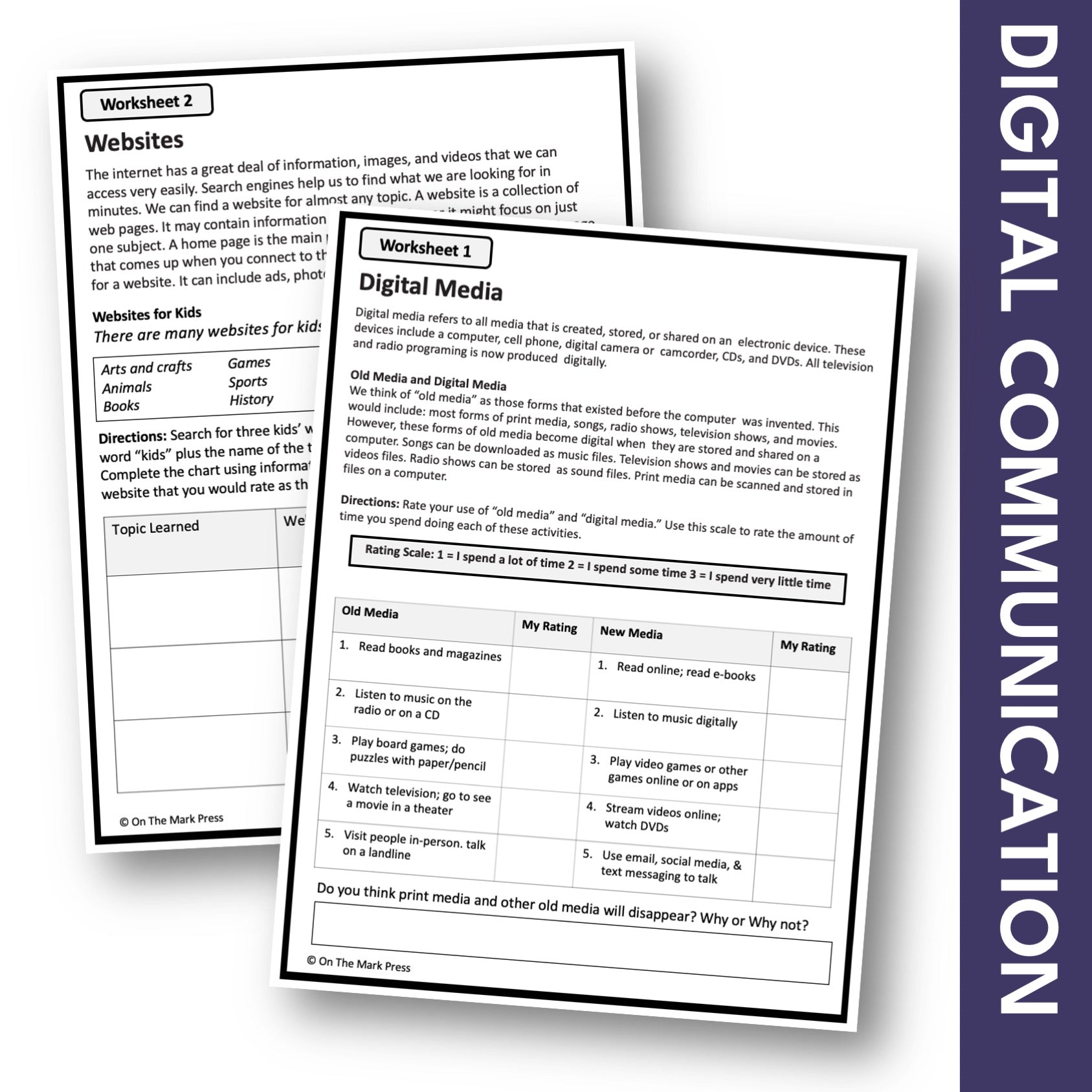 Digital Communication, Grades 4-6 Google Slide Lesson & Printables