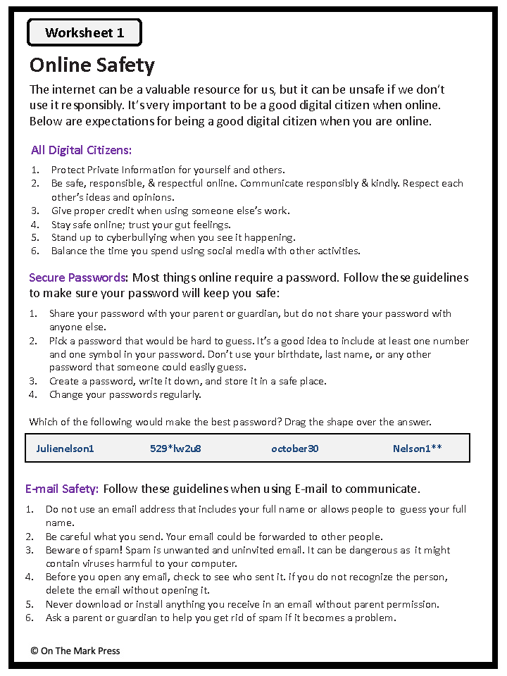 Online Security & Privacy, Gr. 4-6 Google Slides & Printables - Distance Learning