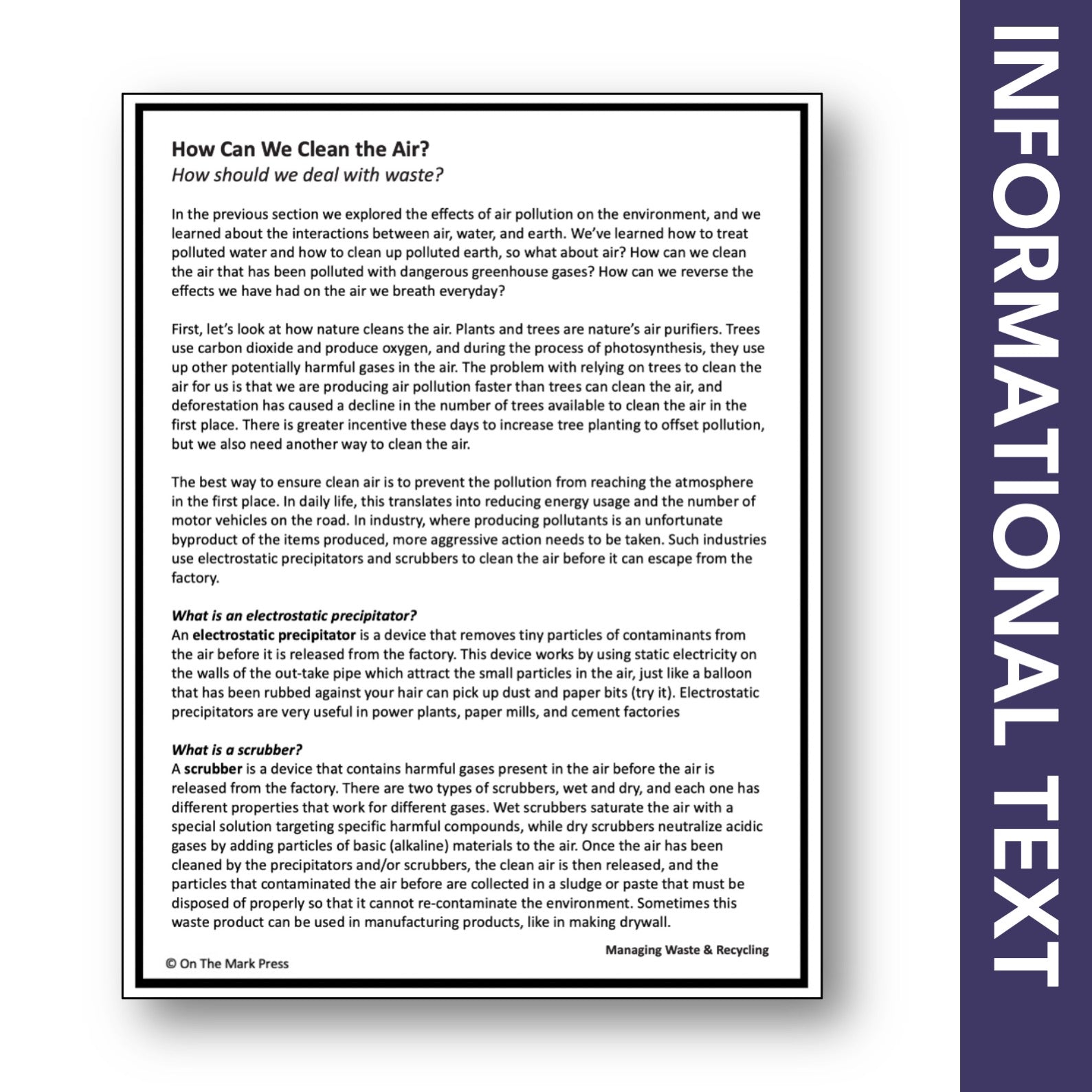 How Can We Clean the Air? Gr. 5-8 Google Slides & Printables