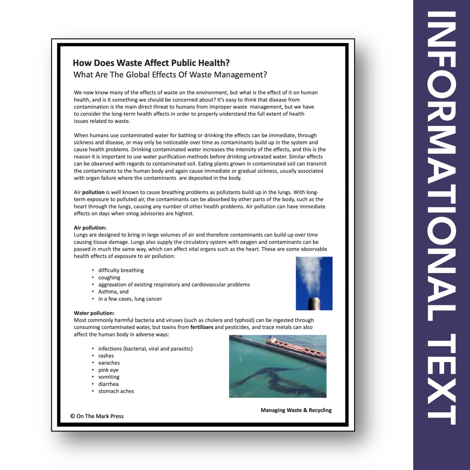 The Effects of Waste on Public Health Grades 6-8 Google Slides & Printables