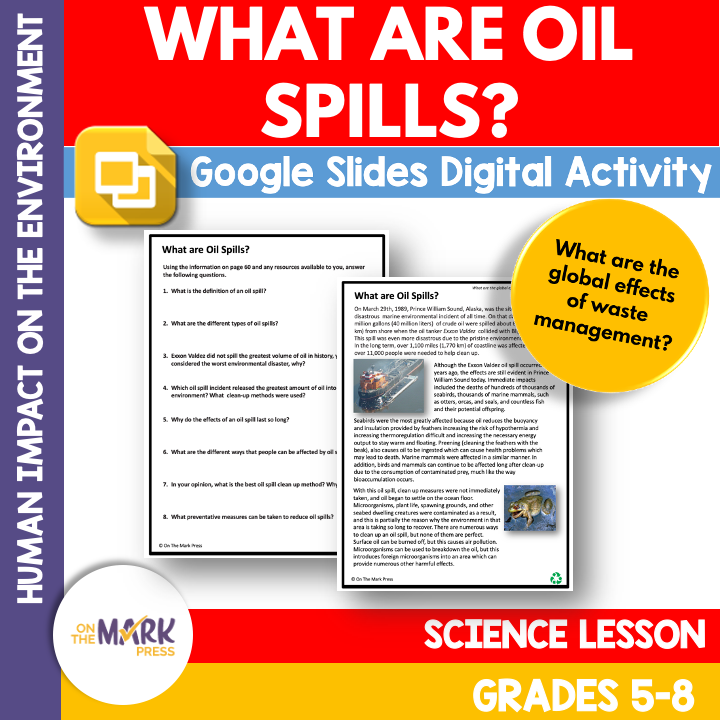 What are Oil Spills? Google Slide & Printables Lesson Grades 5-8