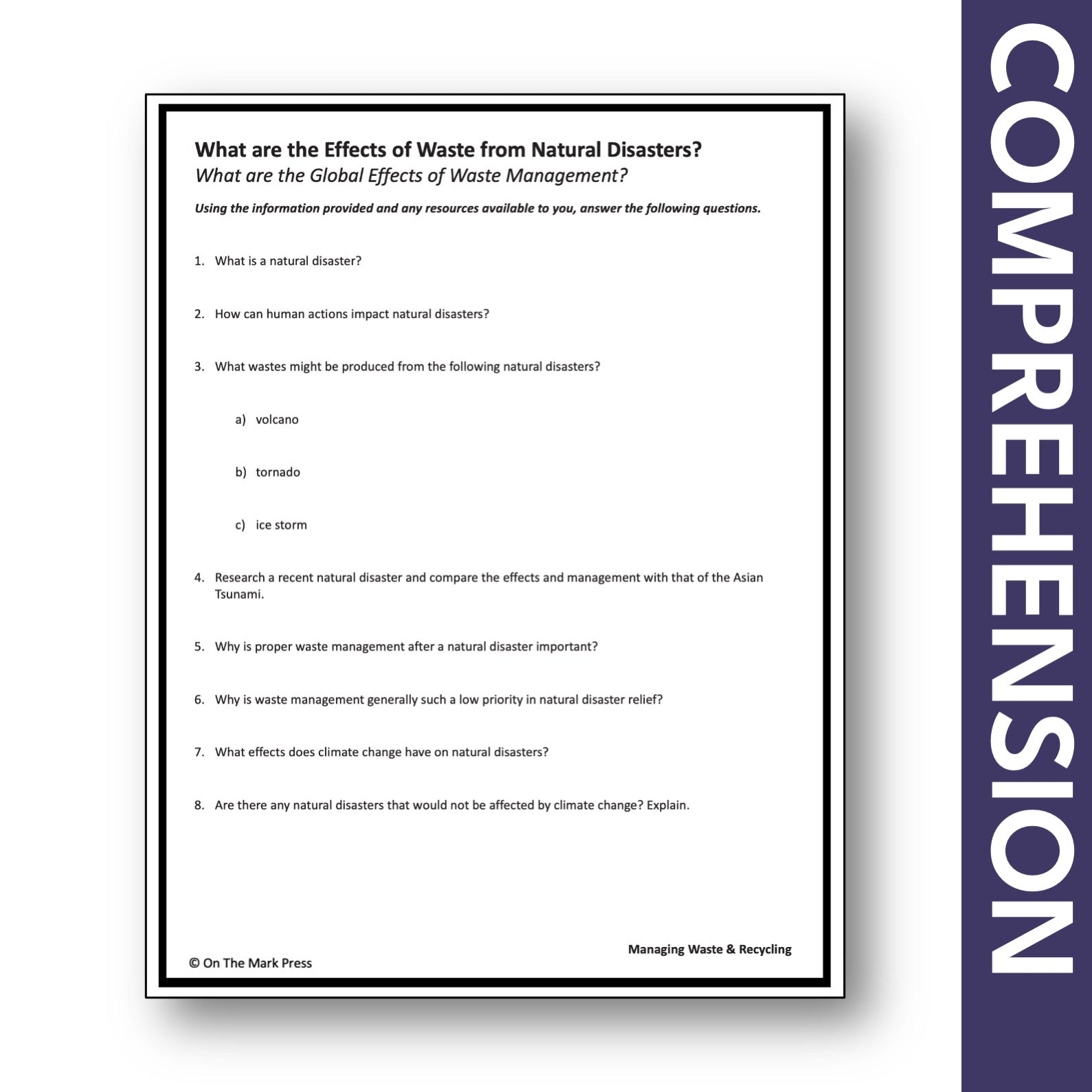 The Effects of Waste from Natural Disasters Grade 6-8 Google Slides & Printables