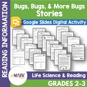 Bugs, Bugs & More Bugs Reading Information Stories Grades 2-3 Google Slides & Printables