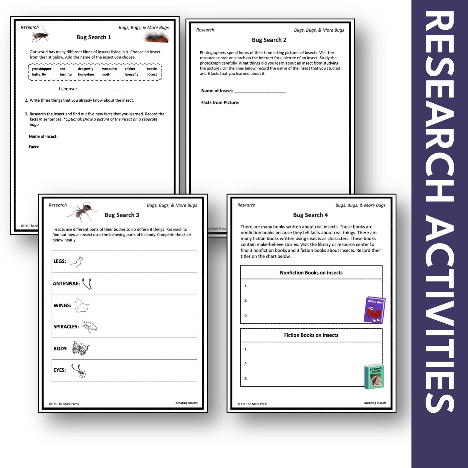Bugs, Bugs & More Bugs Research Activities Grades 2-3 Google Slides & Printables