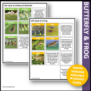 Animal Life Cycle Photo Cards & Templates, Grade 3-4+ Google Slides Ontario Grade 2 Life Systems
