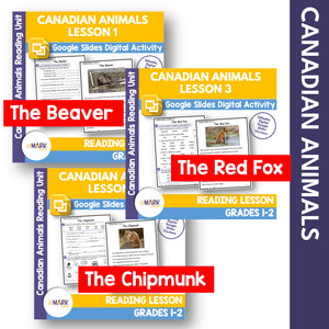 Canadian Animals Google Slides Reading Lesson Bundle! Grades 1-2