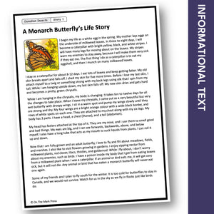 Canadian Insects: Monarch Butterfly's Life Story Reading Gr 1-3 Google Slides