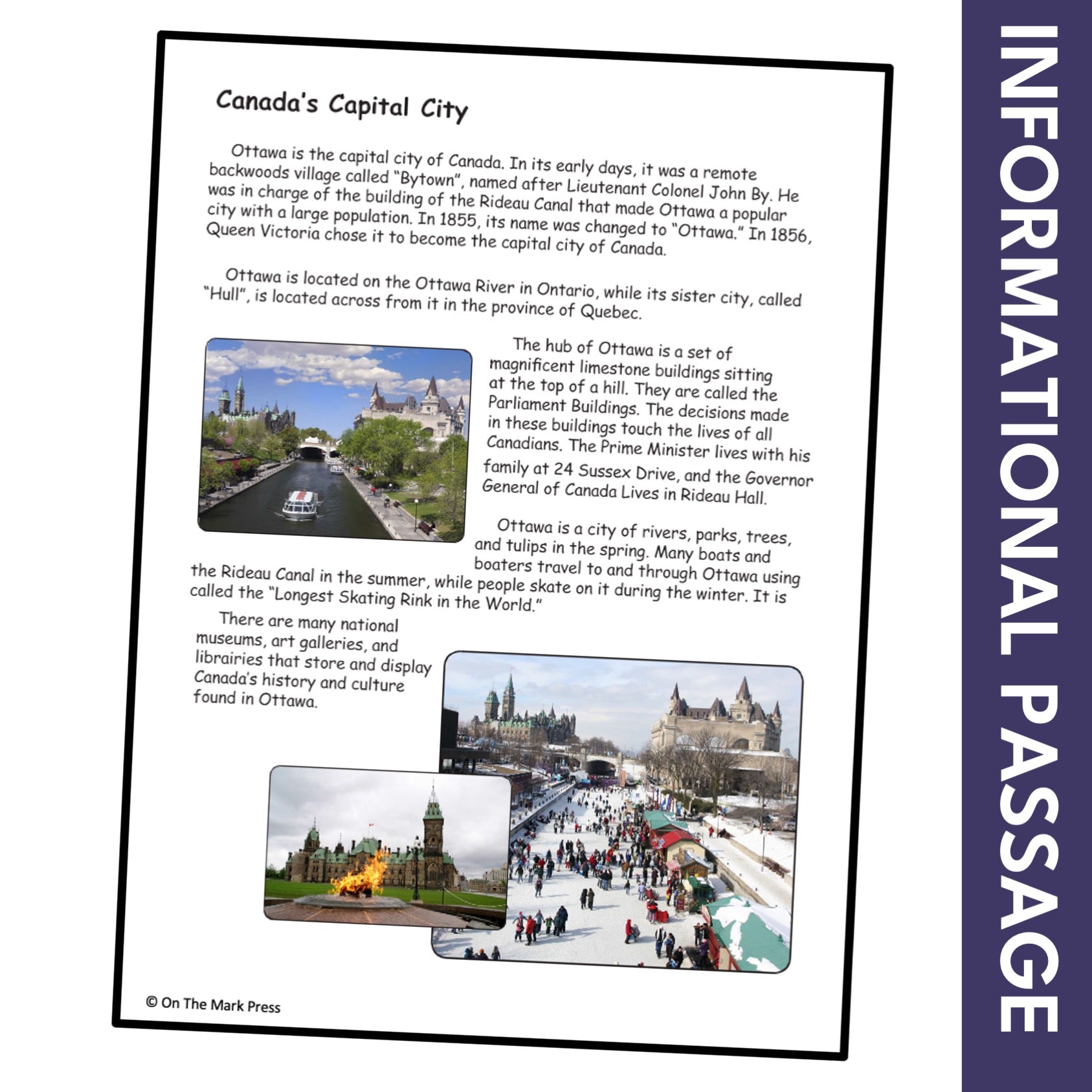 Canada's Capital City Google Slides & Printables Reading Lesson Gr 3-4 Distance Learning