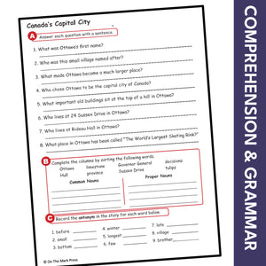 Canada's Capital City Google Slides & Printables Reading Lesson Gr 3-4 Distance Learning