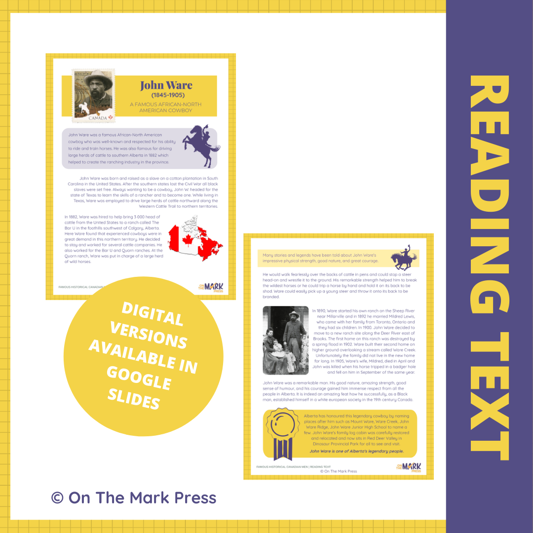 John Ware (1845-1905): A Famous African-American Cowboy Google Slides Reading Lesson Grades 4-5