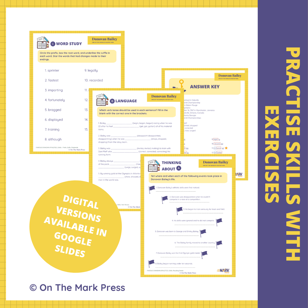 Donovan Bailey - One of the World’s Fastest Men, Google Slides Reading Lesson Grades 6-7