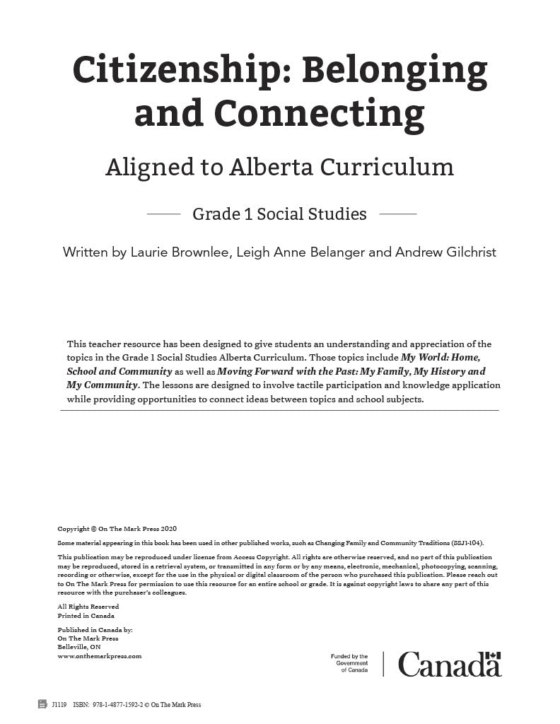 Alberta Grade 1 Social Studies: Citizenship: Belonging and Connecting