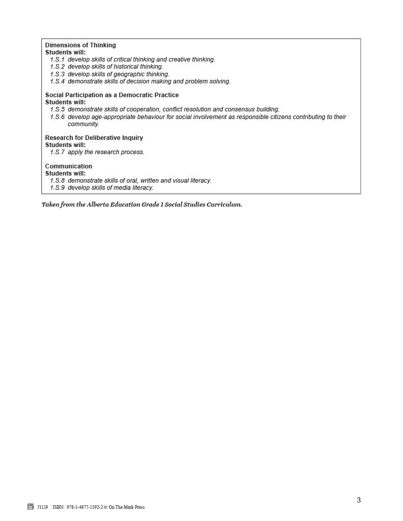 Alberta Grade 1 Social Studies: Citizenship: Belonging and Connecting