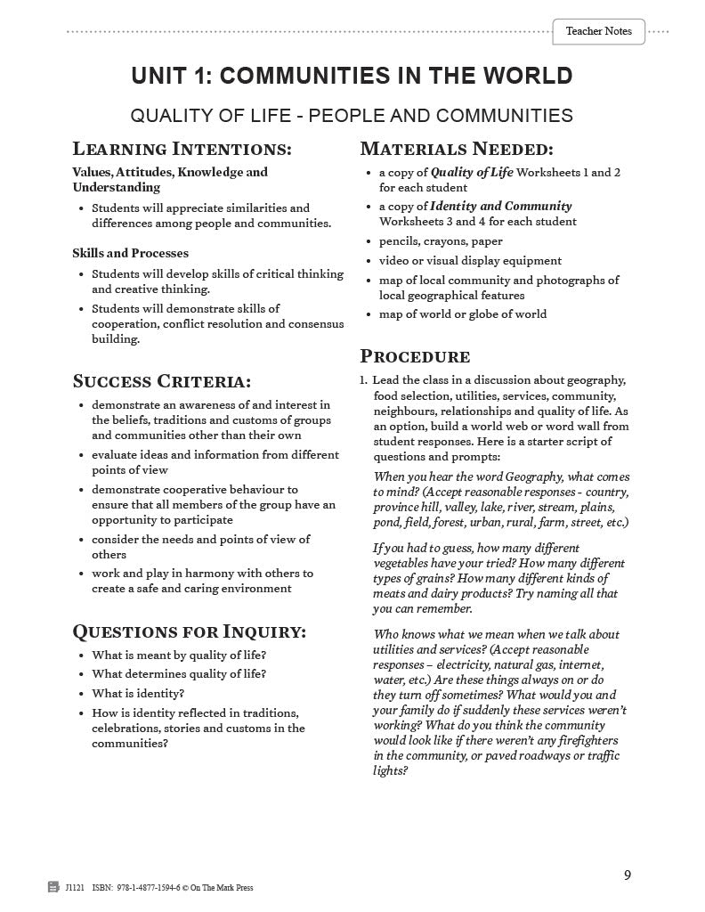 Alberta Grade 3 Social Studies: Connecting with the World