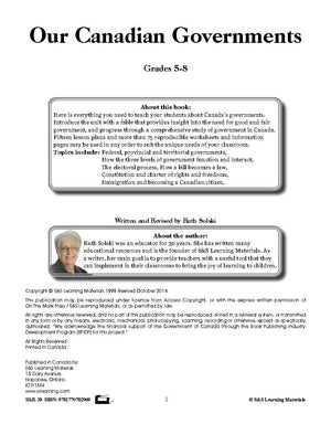 Our Canadian Governments Grades 5-8