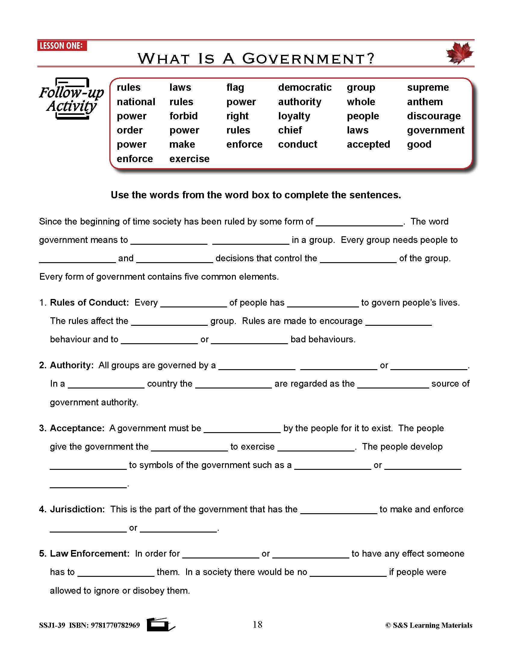 Our Canadian Governments Grades 5-8