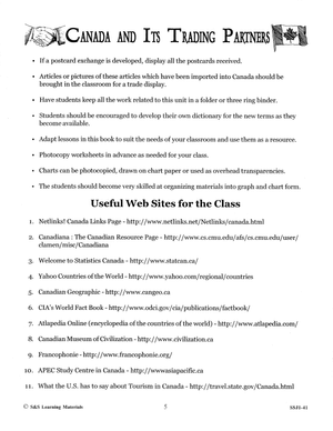 Canada and It's Trading Partners Grades 6-8