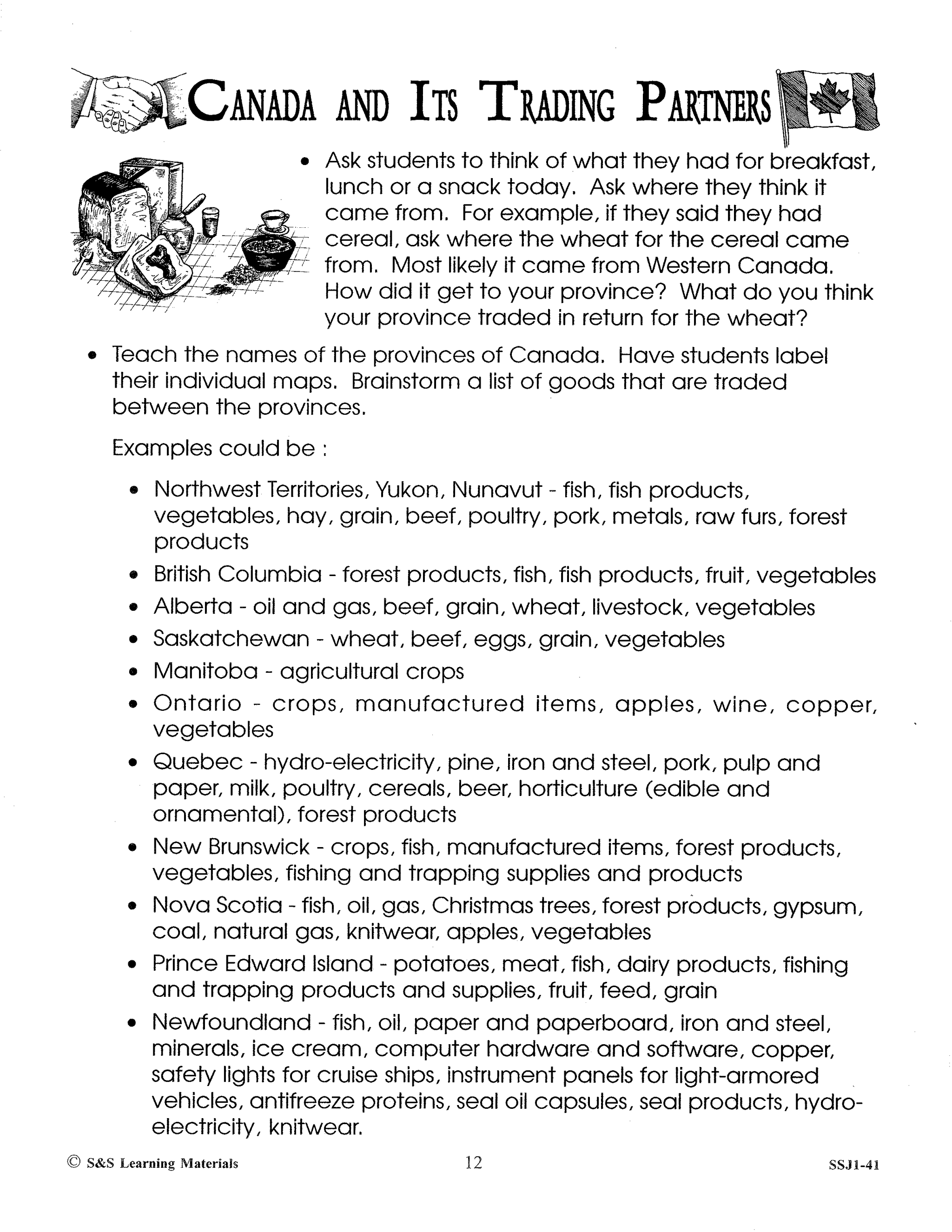 Canada and It's Trading Partners Grades 6-8